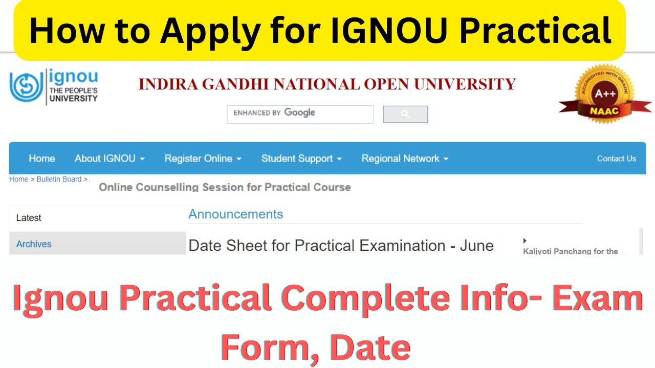 How to Apply for IGNOU Practical | IGNOU Practical - Exam Form, Date | IGNOU Practical Complete Info