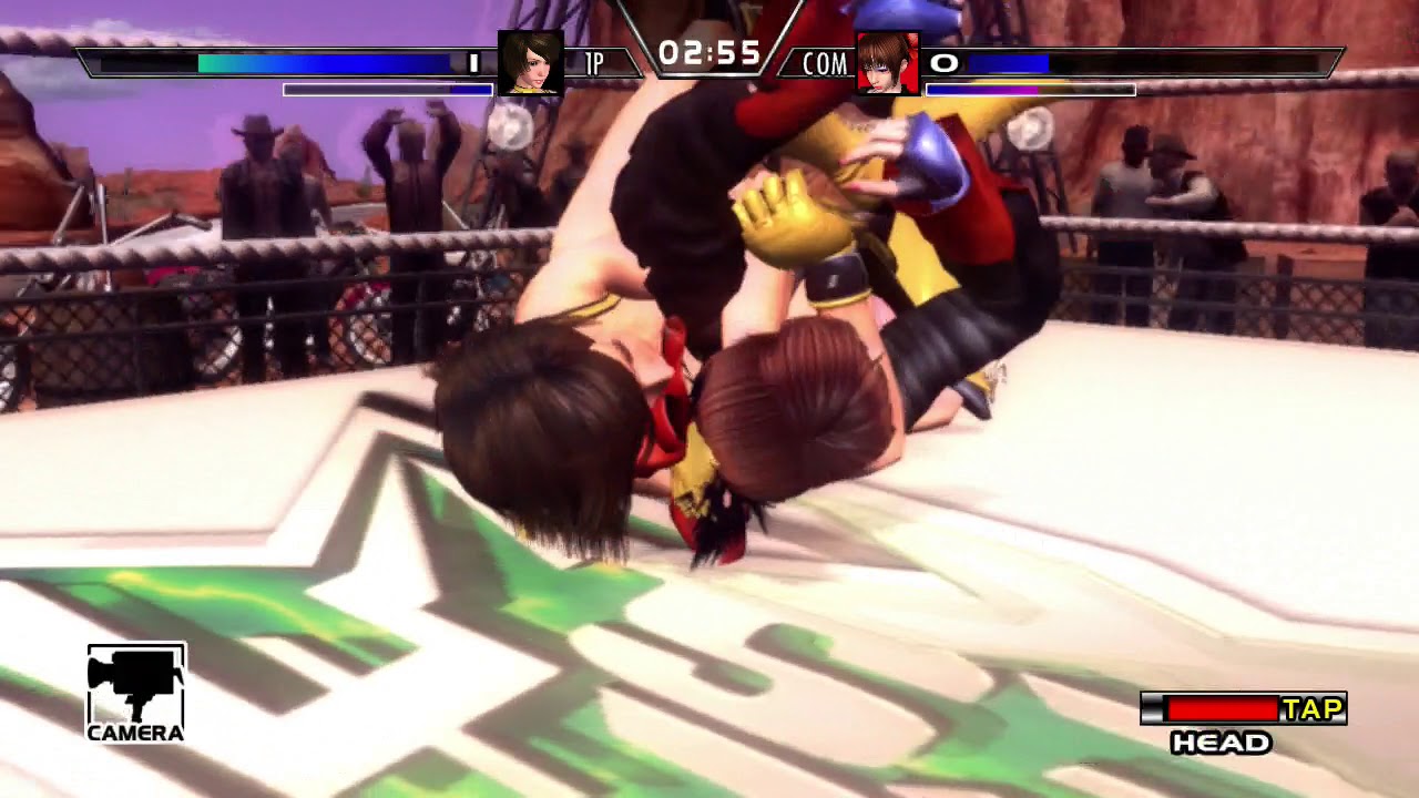 Rumble Roses XX Reiko Hinomoto choking out of The Black Belt Demon