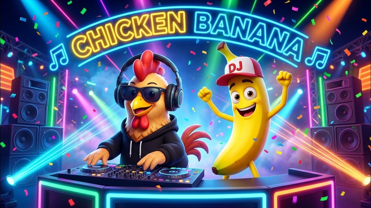 Chicken Banana 🐔🍌 | Crazy Viral EDM Dance Song | Funny Cartoon Music Video