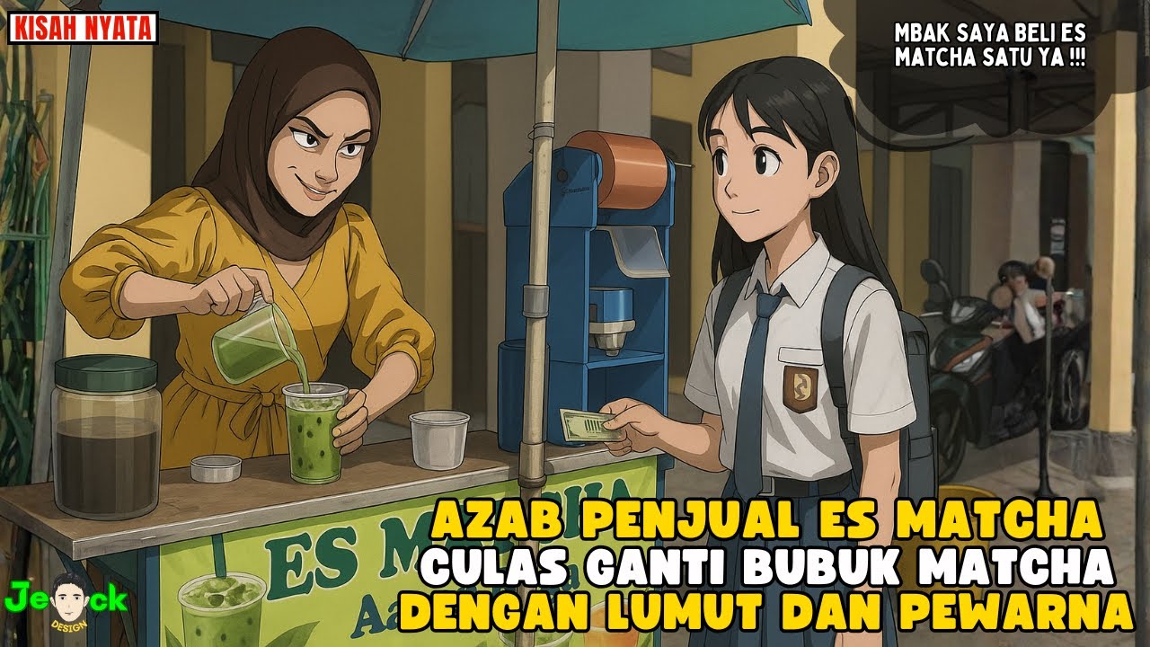 AZAB PENJUAL ES MATCHA CULAS GANTI BUBUK MATCHA DENGAN LUMUT DAN PEWARNA || ANIMASI AZAB
