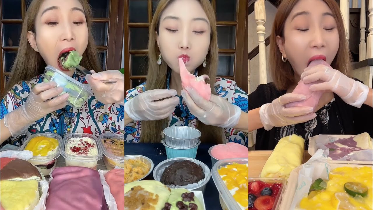 Kwai Dessert ASMR ( crepe cake, roll cake, container cake…) | Eating Sounds 