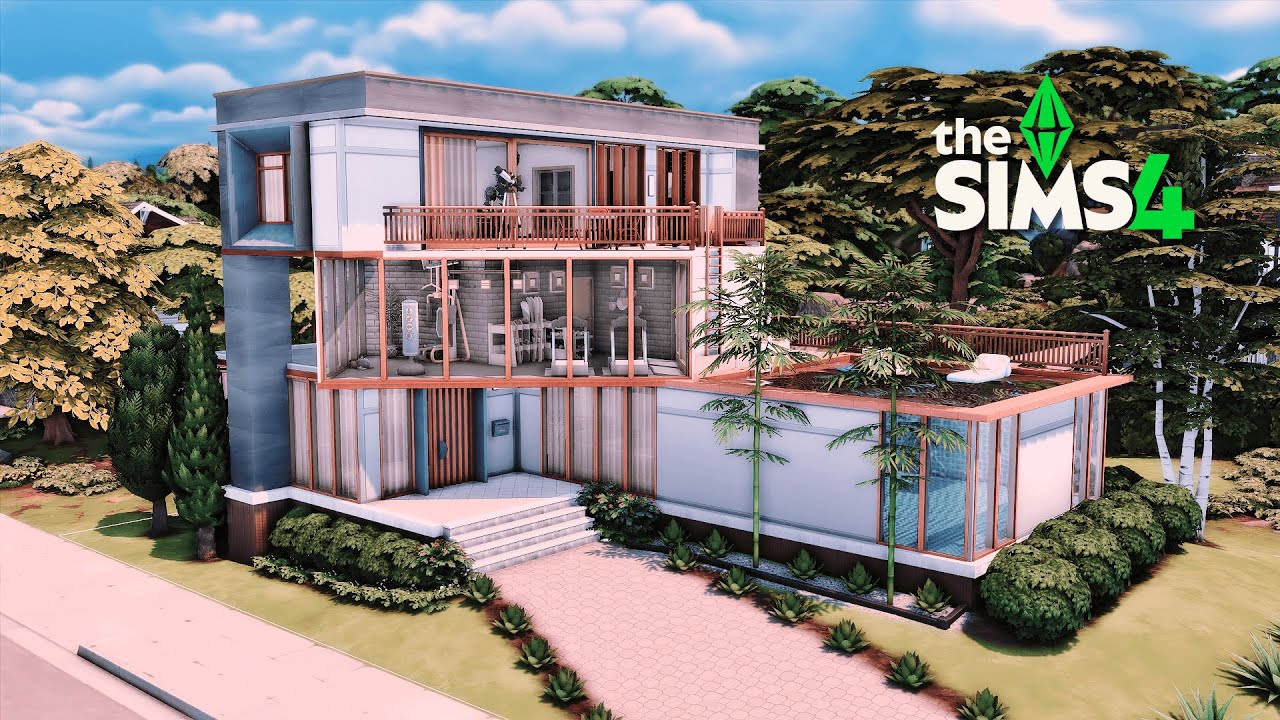 Glass Horizon House | The Sims 4 | speed build [No CC] 🏡