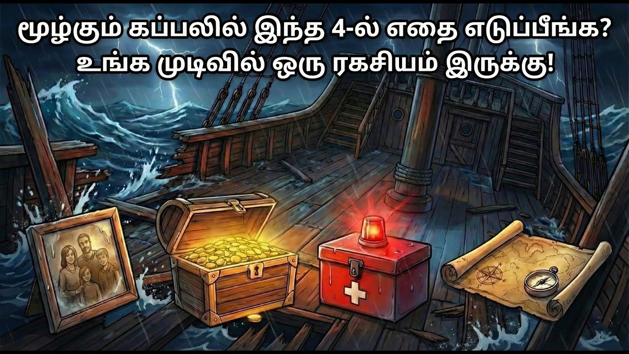 மூழ்கும் கப்பலில் இந்த 4-ல் எதை எடுப்பீங்க? உங்க முடிவில் ஒரு ரகசியம் இருக்கு! #psychologyfacts