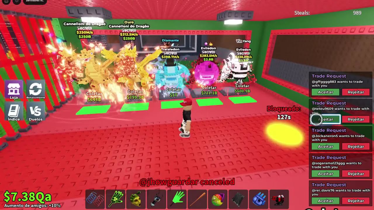 Roube um Brainrot 😂 TRADE na maquina