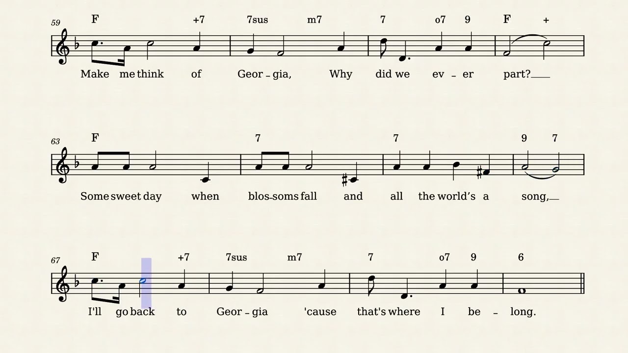 Georgia On My Mind public domain sheet music
