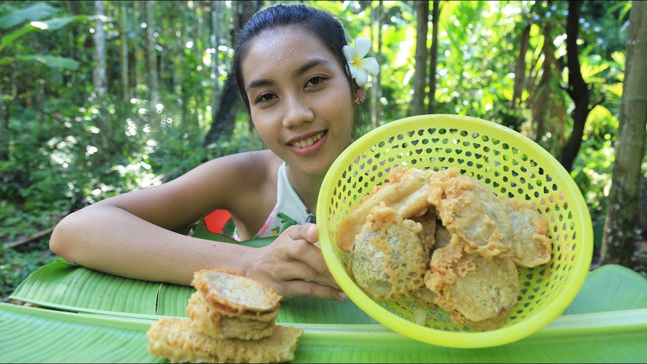 Primitive Technology: ASMR eating Khmer cake | ASMR eating  Khmer cake