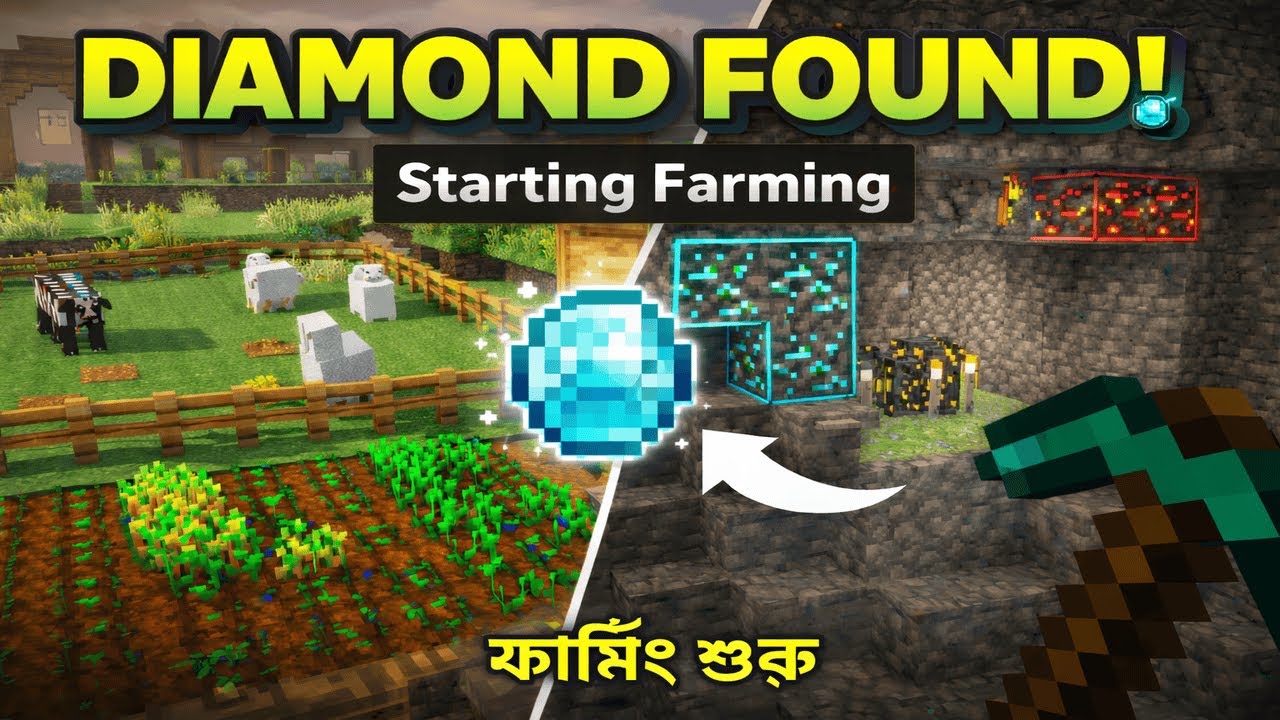 starting farming and finding diamond in minecraft R.I.A. Gamimg