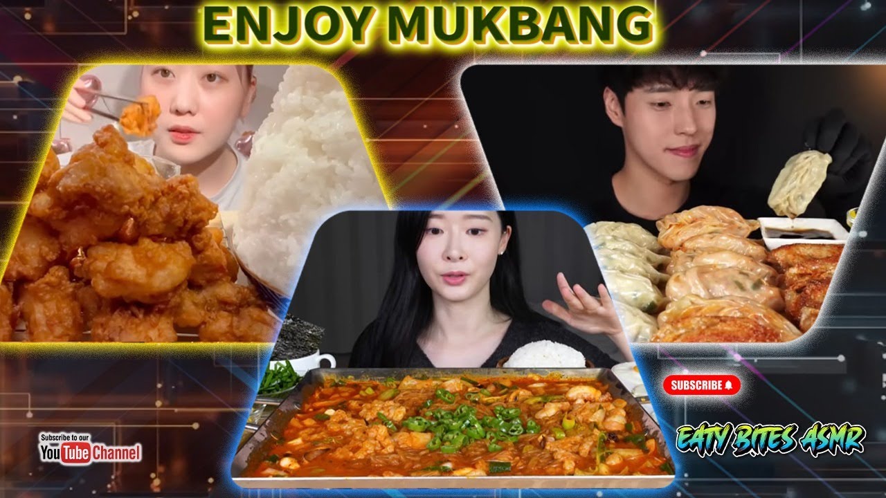 Enjoy Mukbang Feast | Fried Chicken, Dumplings & Spicy Food ASMR Eating Sounds.