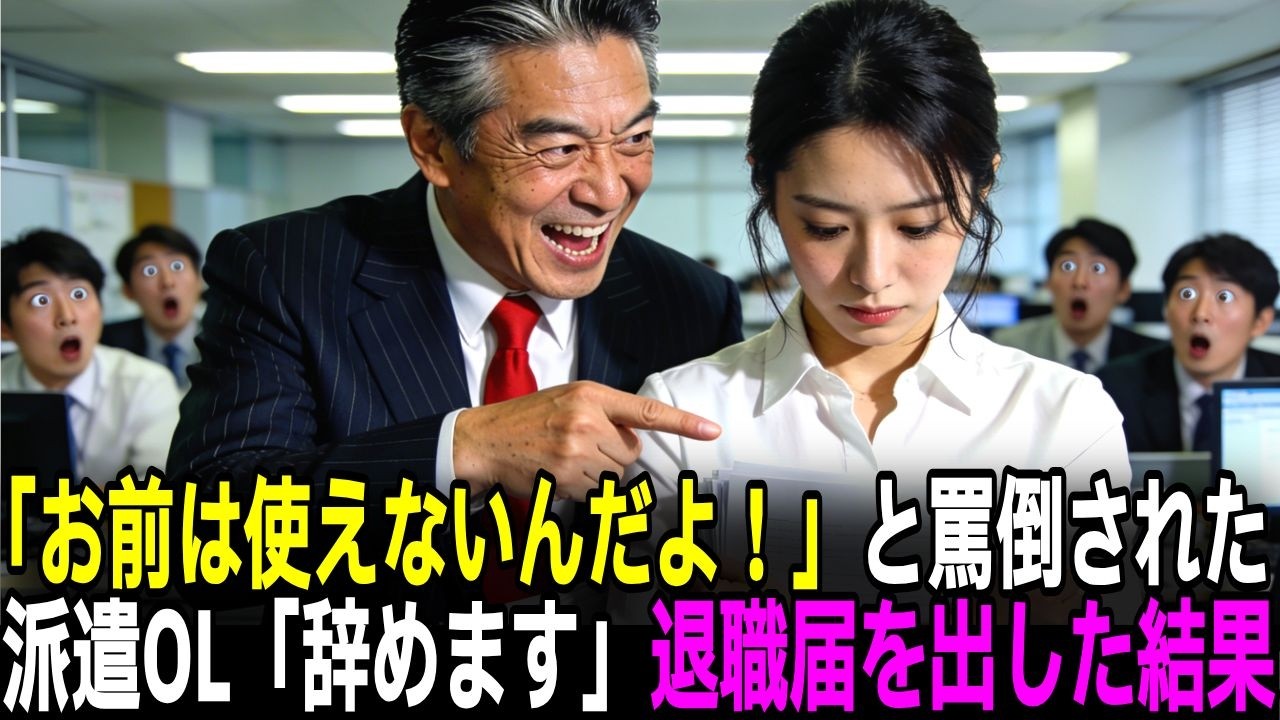 「お前は使えないんだよ！」部長に毎日罵倒された派遣OLが退職届を出した瞬間→社長が飛んできて部長をクビにした話