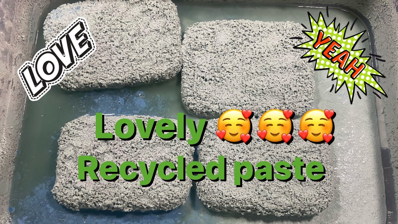 ASMR ODDLY SATISFYING SUPER THICK RECYCLED PASTE TO MAKE CYLINDERS 🤤🤗🥰💚💚