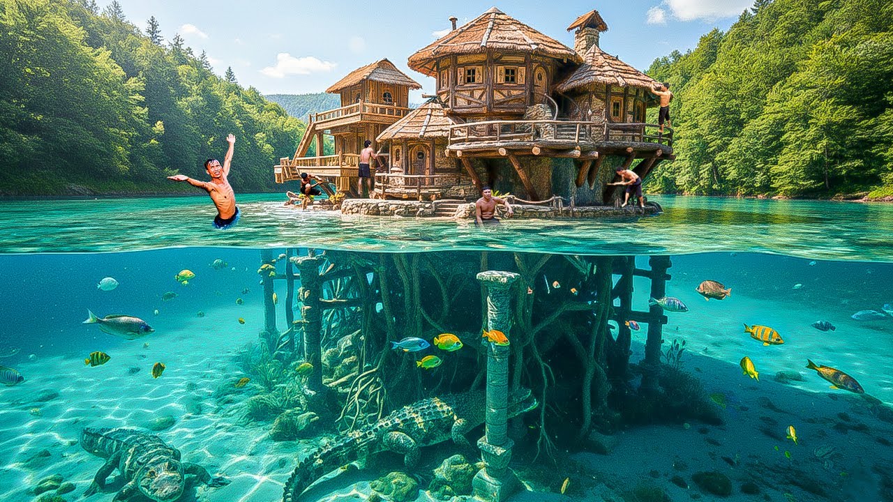200 Days Building an Eco-Friendly Floating Housing Complex With Pools System Using Primitive Tools