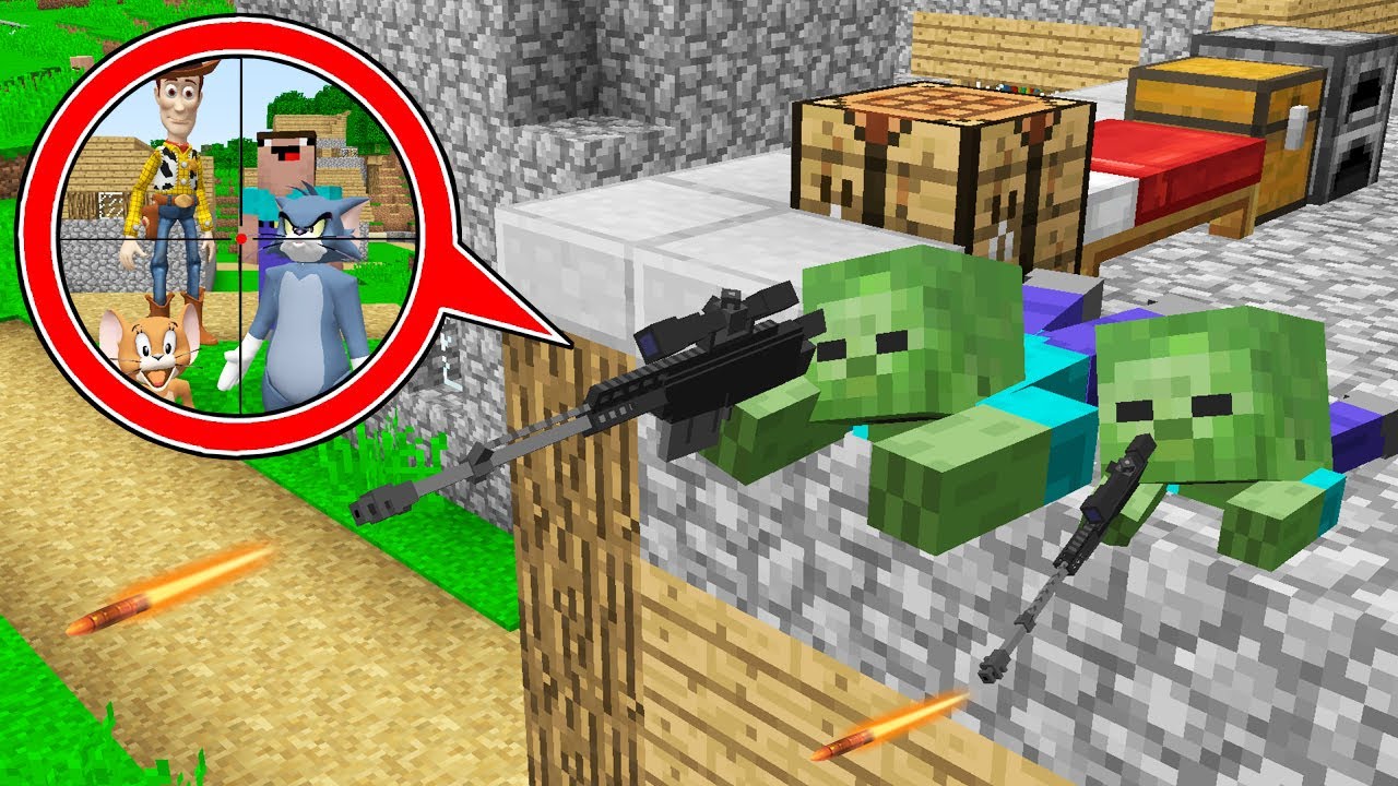 KÜÇÜK ZOMBİ VE ZOMBİ BABA KESKİN NİŞANCI OLDU 😱 - Minecraft