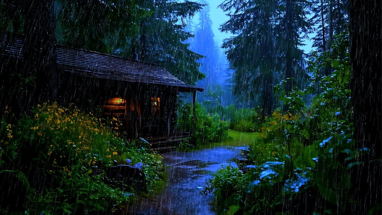 24/7 Rain Sounds for Sleeping 🌧️ Calm Rainy Night Cottage
