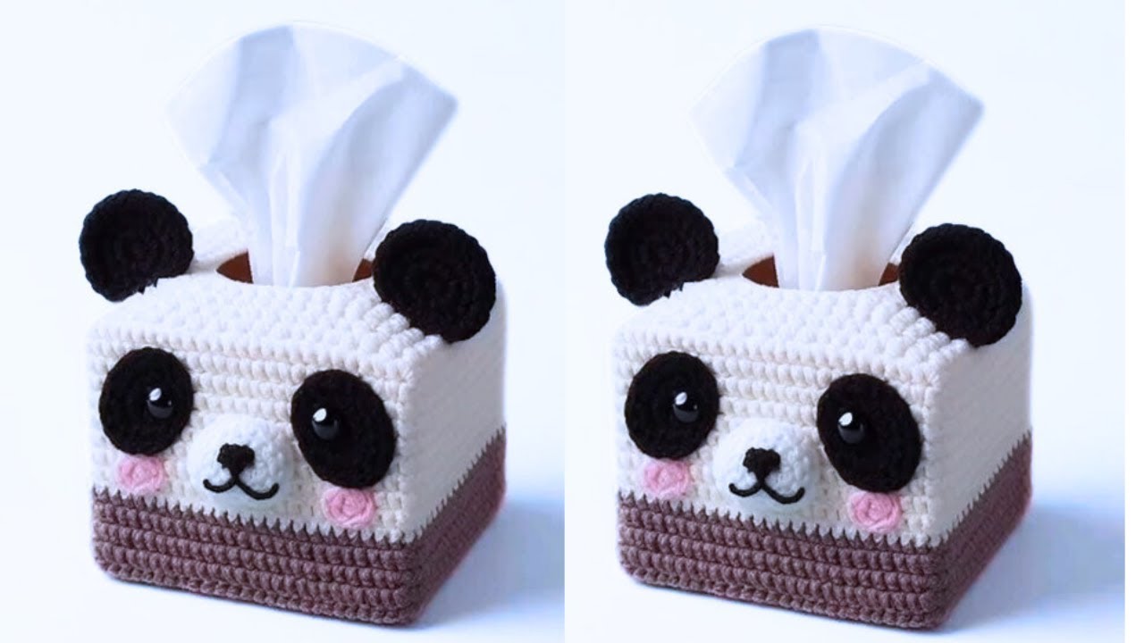 ⚡🐼 💯WOW⚡💯AMAZING CROCHET 🐼PANDA SHAPE TISSUEBOX COVER MAKING video #crochet #handmade tissue box