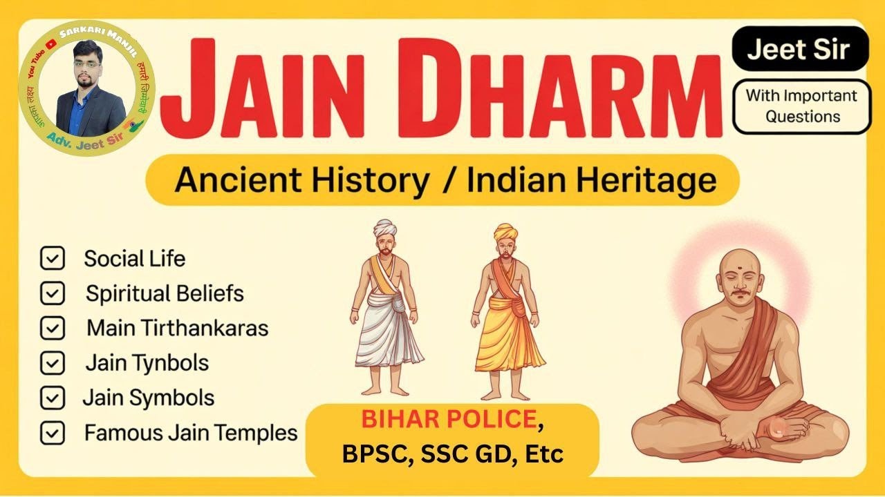 #JainDharm #BiharPoliceExam #BiharPolice2025 #JainismGK #GeneralKnowledge #MahavirSwami #Ahimsa #BPS