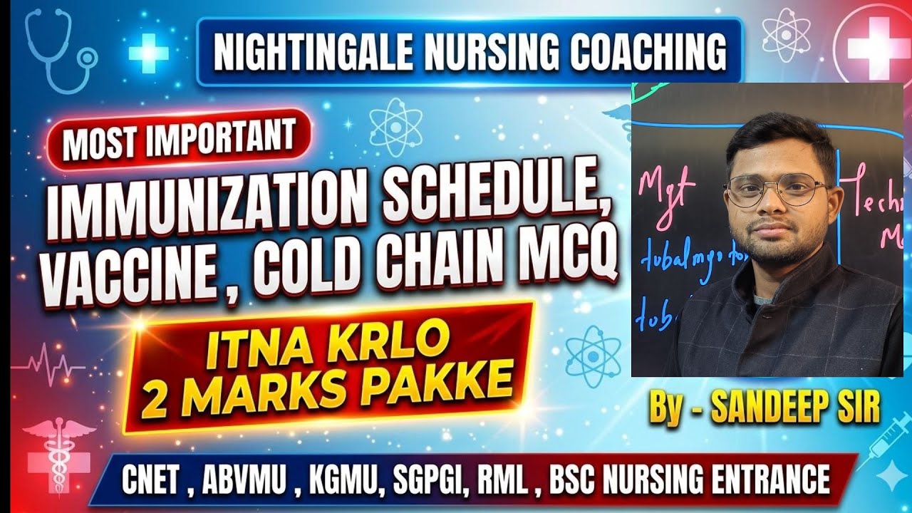 Nursing Aptitude BSC NURSING ENTRANCE - Most Important| Vaccine, immunization schedule, Cold Chain