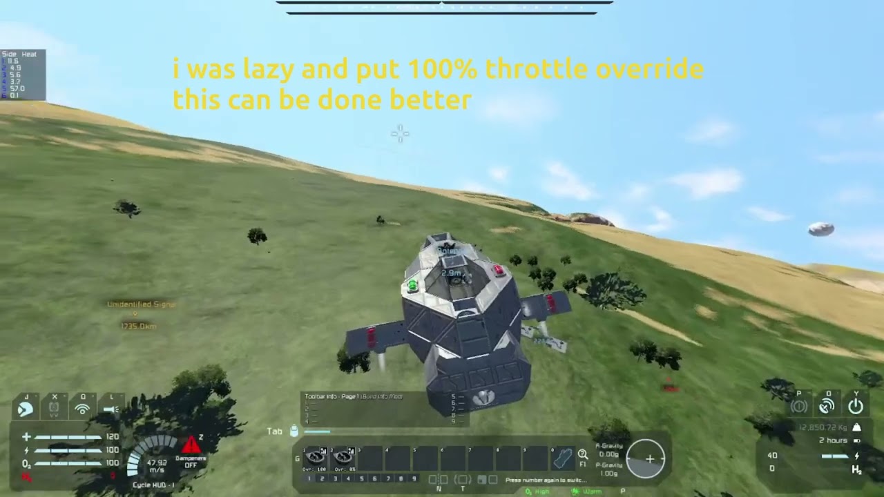 Space Engineers scriptless vector thrust trick