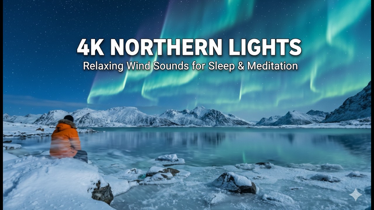 4K Northern Lights | Relaxing Wind Sounds for Sleep & Meditation