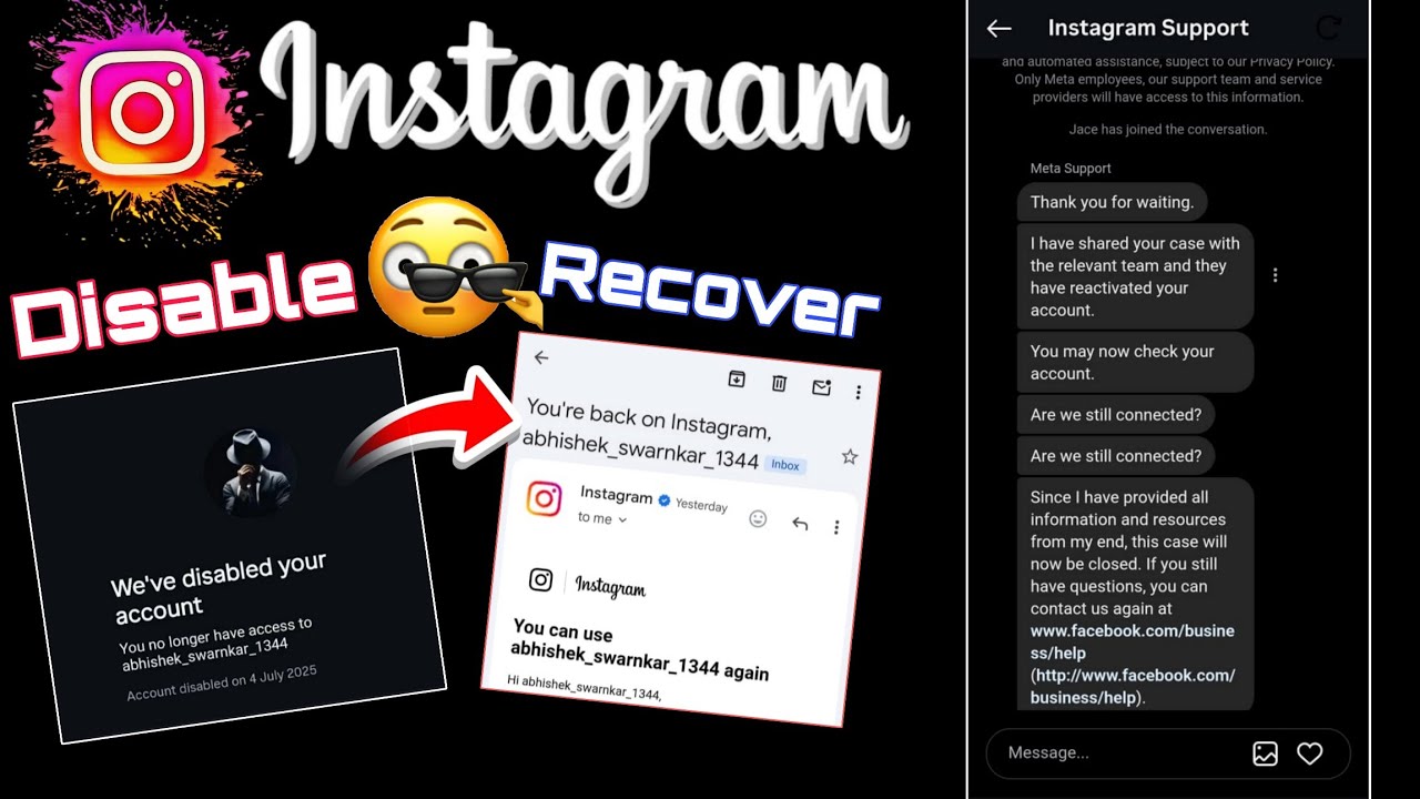 Instagram Account Recovery| Disable account Recovery On Meta Support, We've disabled your account.