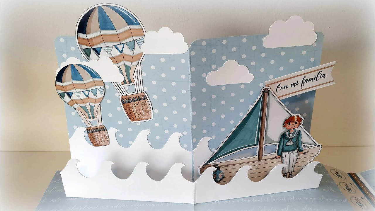 Tutorial desplegable pop up en V olas y barco. Plantillas gratis. Colaboración Sueños scraperos.