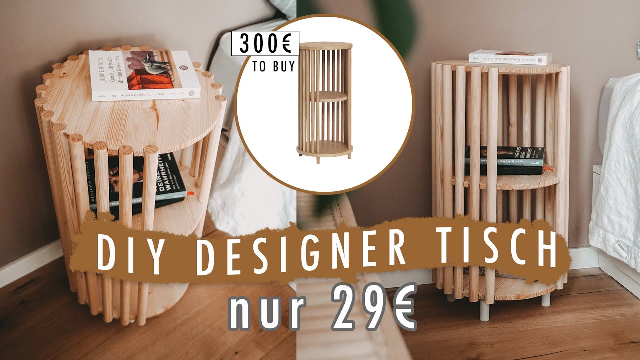 DIY Designer Beistelltisch für unter 30€ selber bauen - Regal aus Rundhölzern im Boho Look