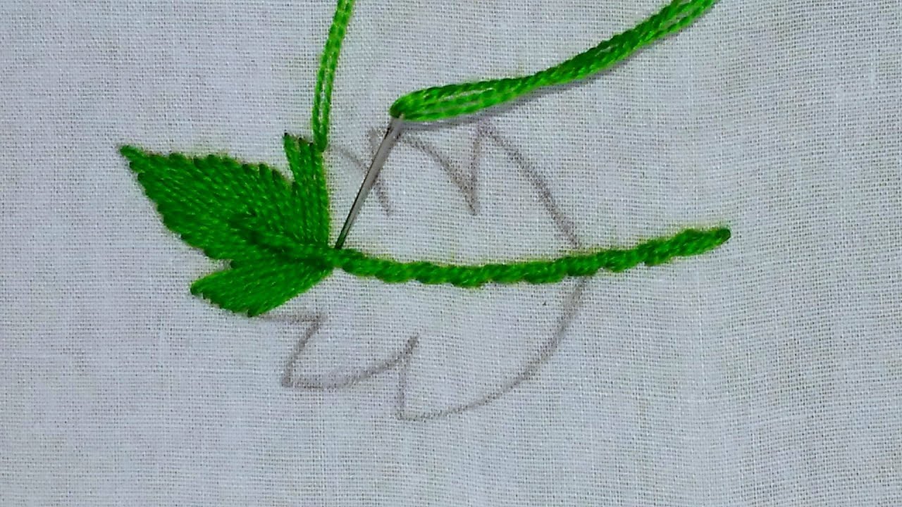 Hand embroidery filling leaf tutorial step by step,Amazing leaf stitch tutorial for beginners