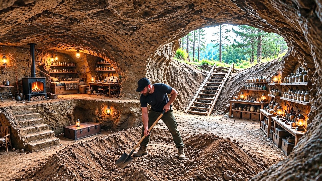 365 Days Building a Secret Underground Survival Shelter | FULL BUILD