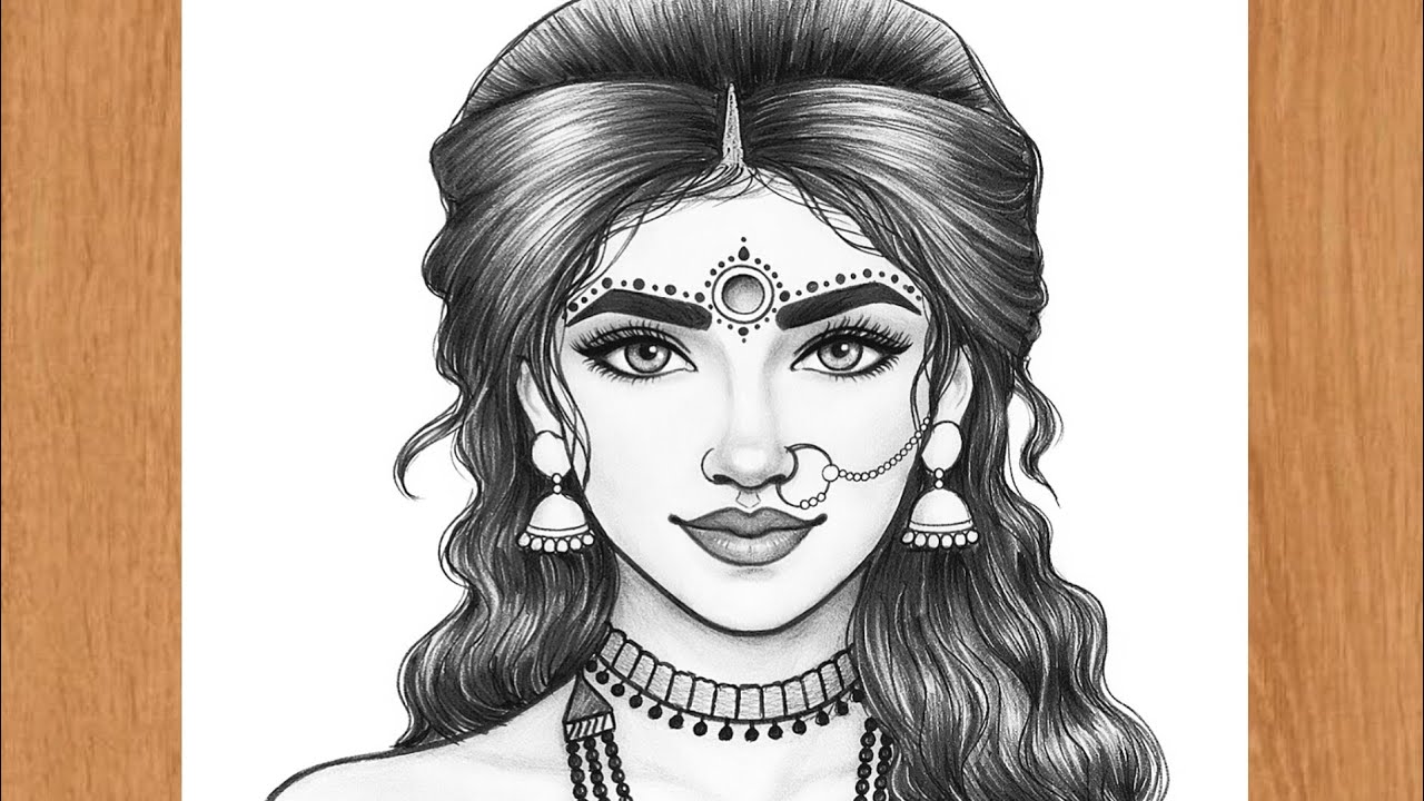 How to draw shiv shakti l Mata Parvati Drawing | Easy Goddess l mata rani Drawing l devi maa Chitra