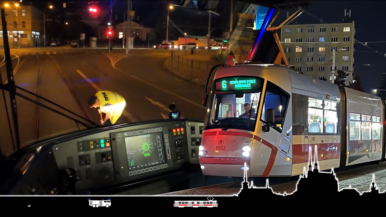 Večerní šestka, zaklínovaná výhybka a hledám zastávku 🚋 Cab view tram Brno
