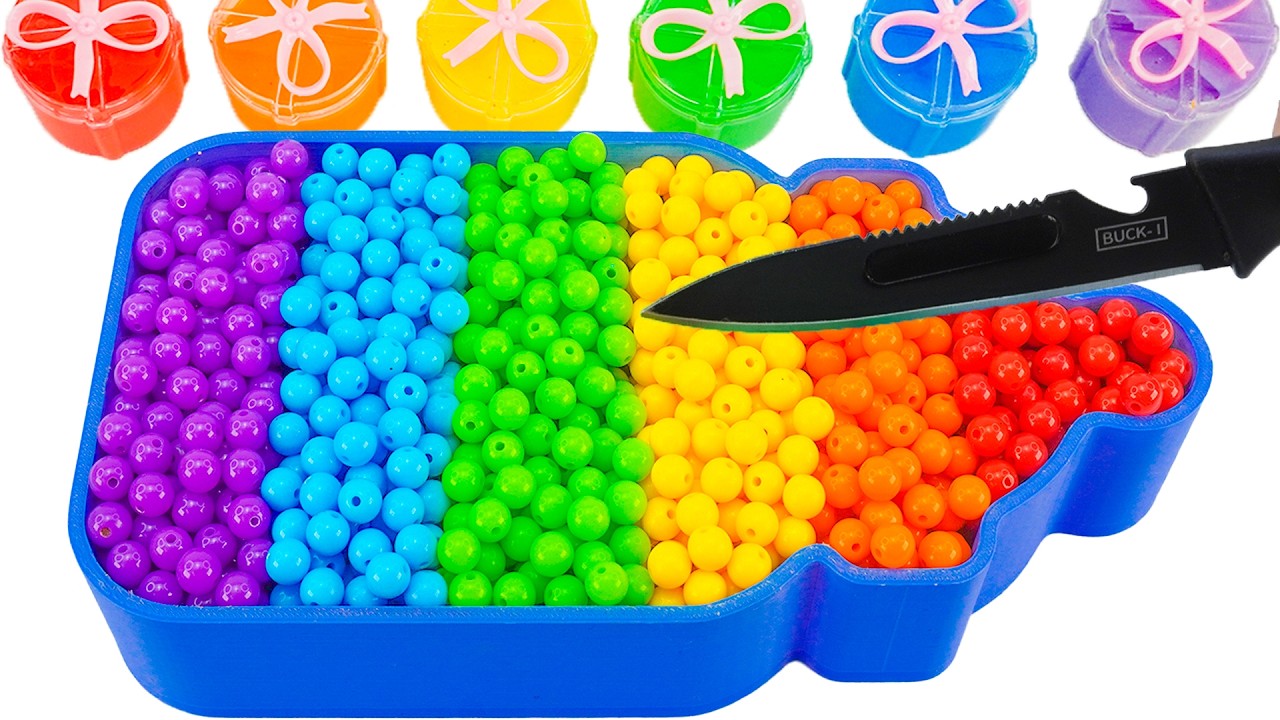 Satisfying Video | How To Make Rainbow Milk Bottle Bathtub With Mixing Beads Cutting ASMR