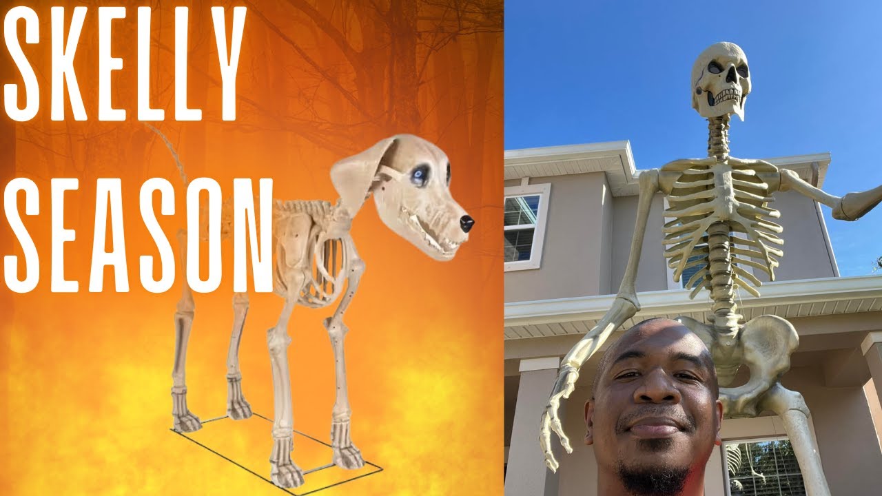 Setting Up Home Depot's 12 ft. Skeleton and 7 ft. Skelly Dog for Halloween
