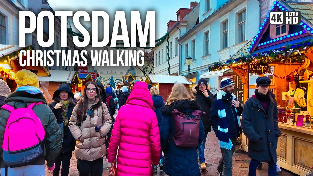 ПОТСДАМ, Германия 🇩🇪 Рождественские зимние улицы | Пеший тур 4K 🎄✨