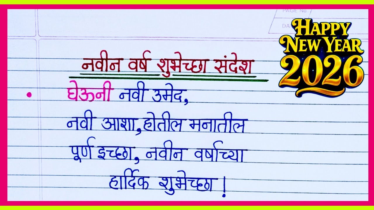 नवीन वर्षाच्या शुभेच्छा मराठी 2026/ Happy New Year Wishes in Marathi/ Happy New Year 2026 Wishes 
