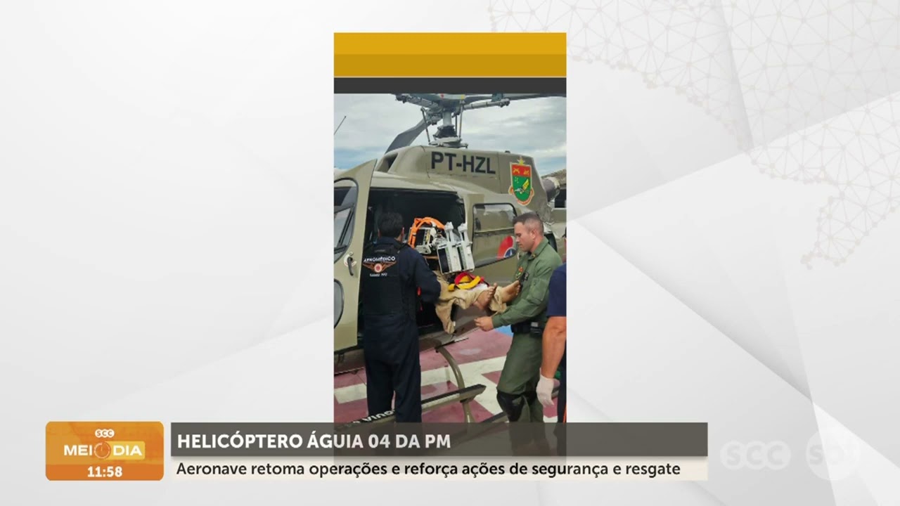 Helicóptero Águia 04 retoma operações da PM | Segurança | SCC Meio-Dia