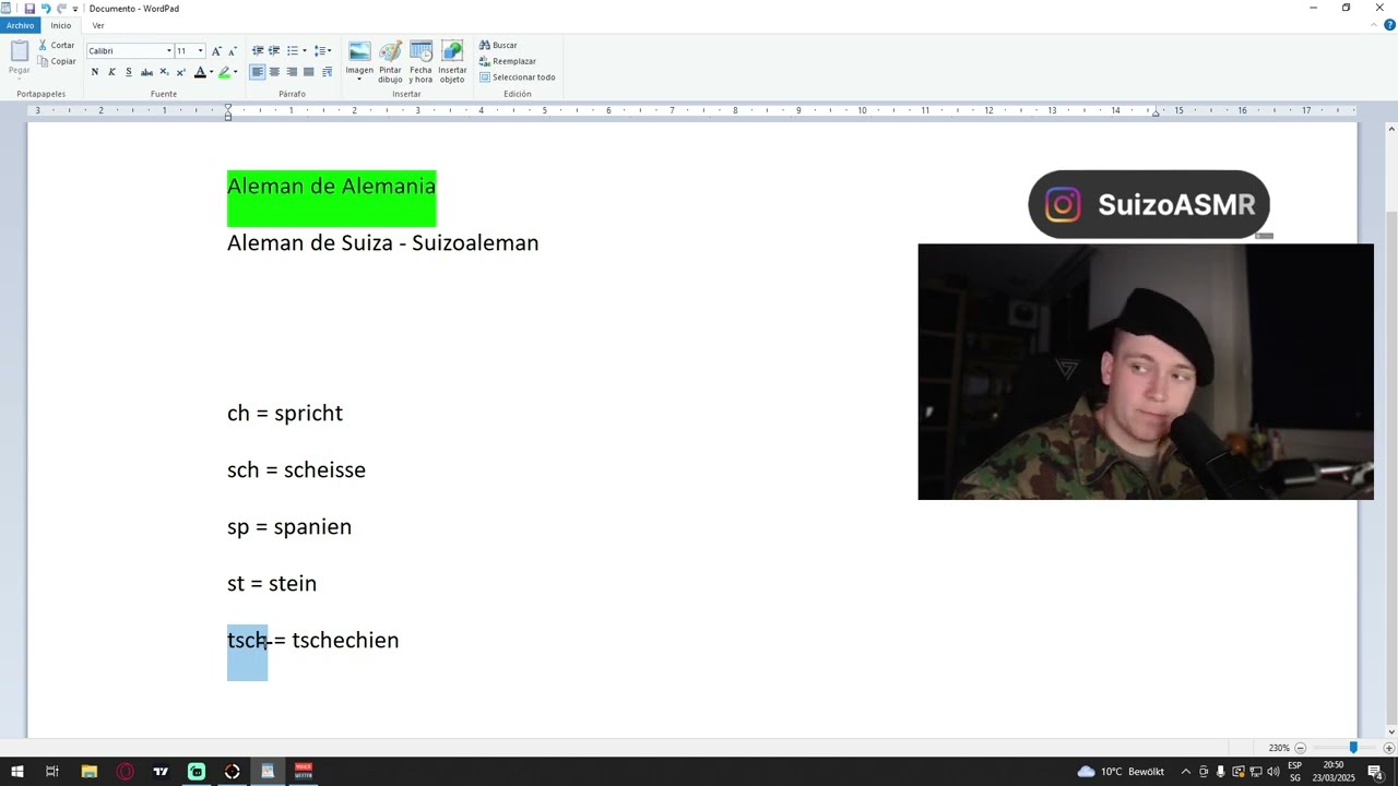 ASMR - Militar Suizo os enseña hablar el Alemán