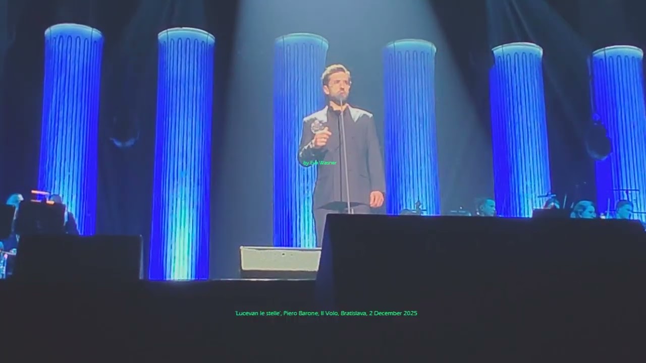 My video: 9 'Lucevan le stelle', Piero Barone, Il Volo, Bratislava, 2 December 2025