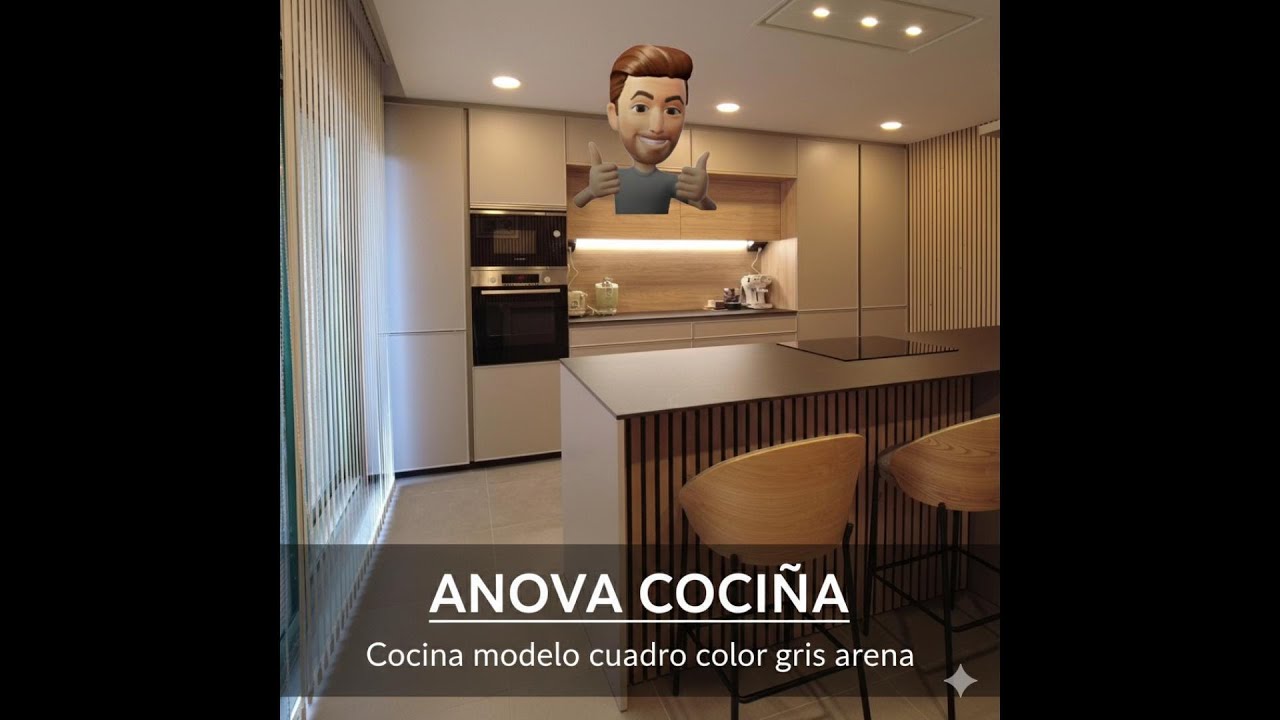 Muebles de cocina de la firma SANTOS COCINAS en el modelo cuadro color gris arena
