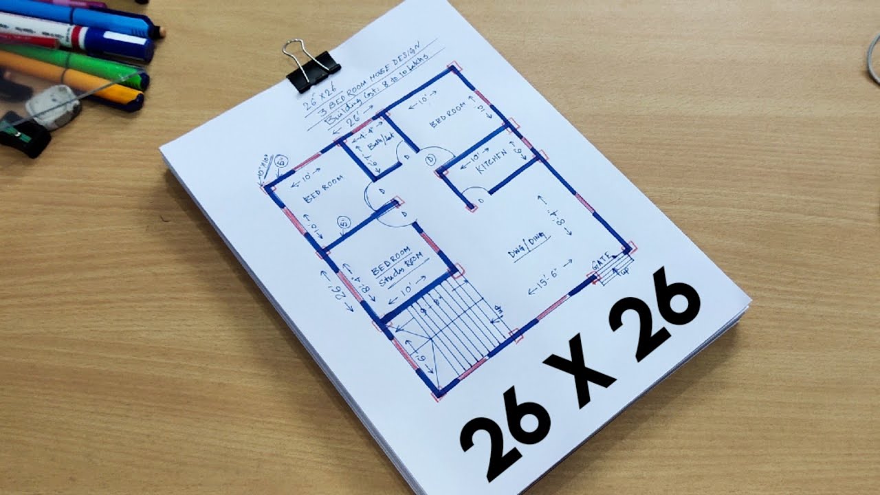 26 x 26 HOUSE DESIGN II 26 X 26 GHAR KA NAKSHA II 26 X 26 HOUSE PLAN
