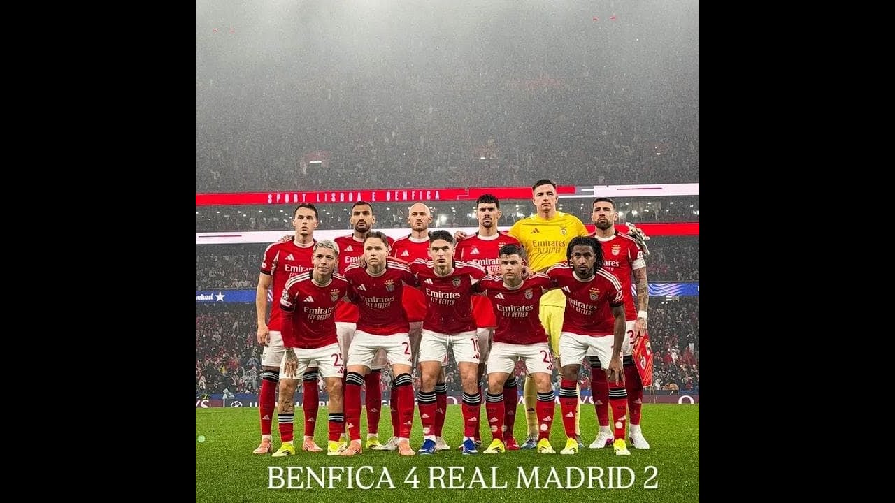 JOGO ÉPICO EM LISBOA BENFICA 4 REAL MADRID 2