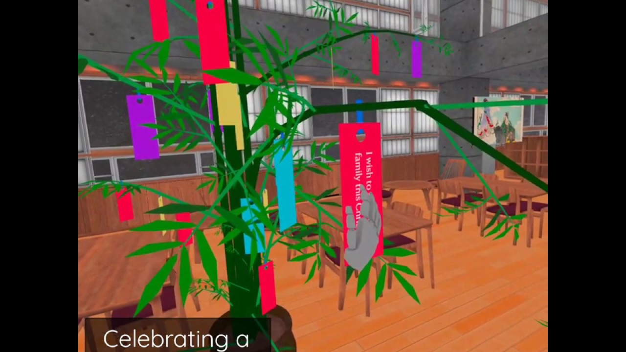 Hanging a wish at a virtual Tanabata