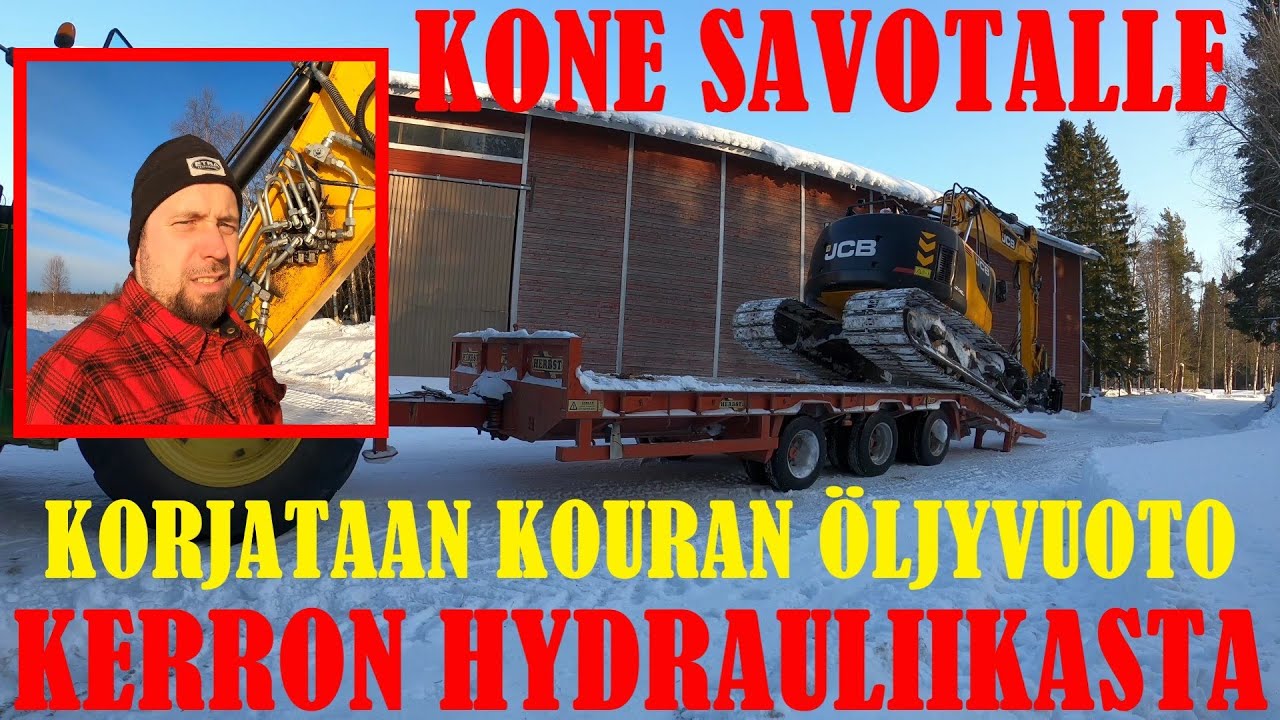 JCB:N HYDRAULIIKKA RISUKOURALLE. Korjataan öljyvuoto ja VIEDÄÄN KONE SAVOTALLE.