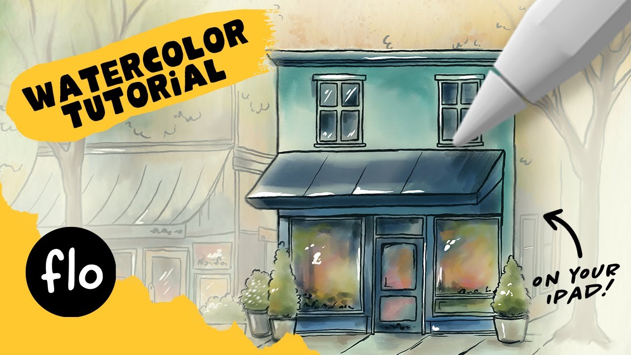 ПРОСТОЙ урок по рисованию акварелью на витрине магазина на вашем iPad в PROCREATE