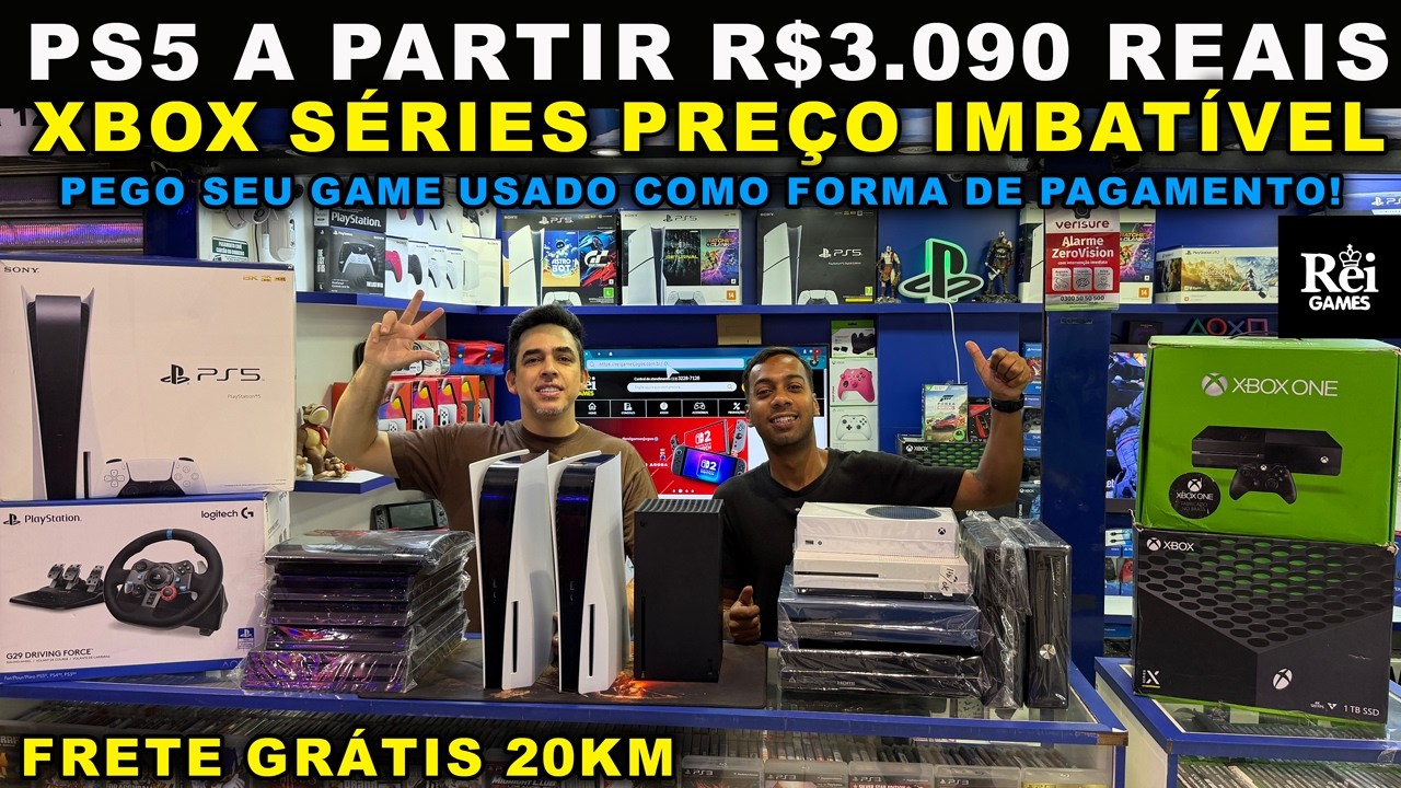 PS5 A PARTIR R$3.090 REAIS! XBOX SÉRIES PREÇO IMBATÍVEL - REI GAMES!