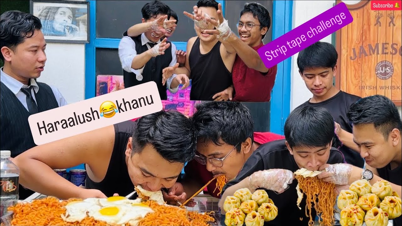 2X SPICY 🥵 CURRENT NOODLES BUFF MOMO WATER TAPE STRIP CHALLENGE GONE WRONG JHANDAI JUDENA😂