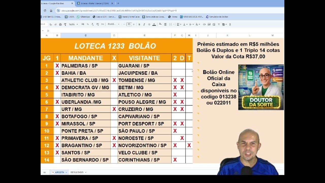 LOTECA 1233 ACUMULOU R$ 5 MILHÕES