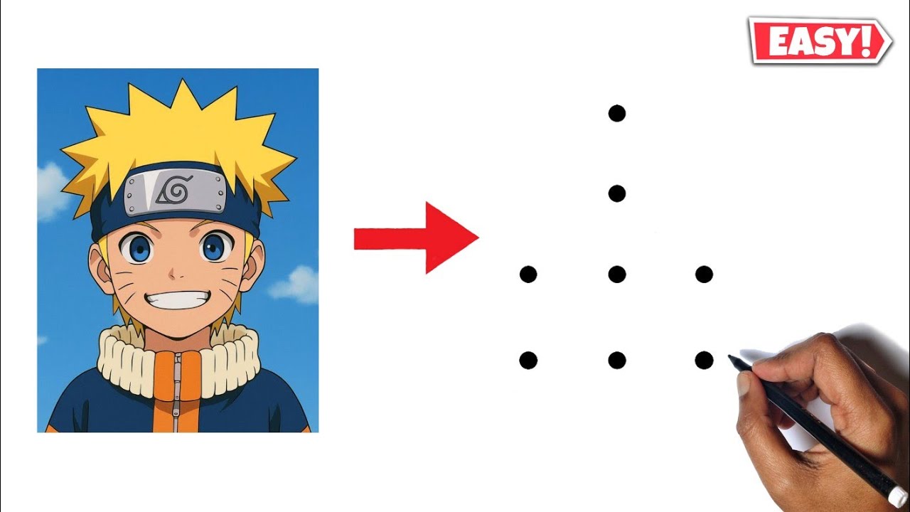 Naruto Uzumaki Drawing | How To Draw Naruto Uzumaki From Dots | Naruto Anime Drawing Very Easy