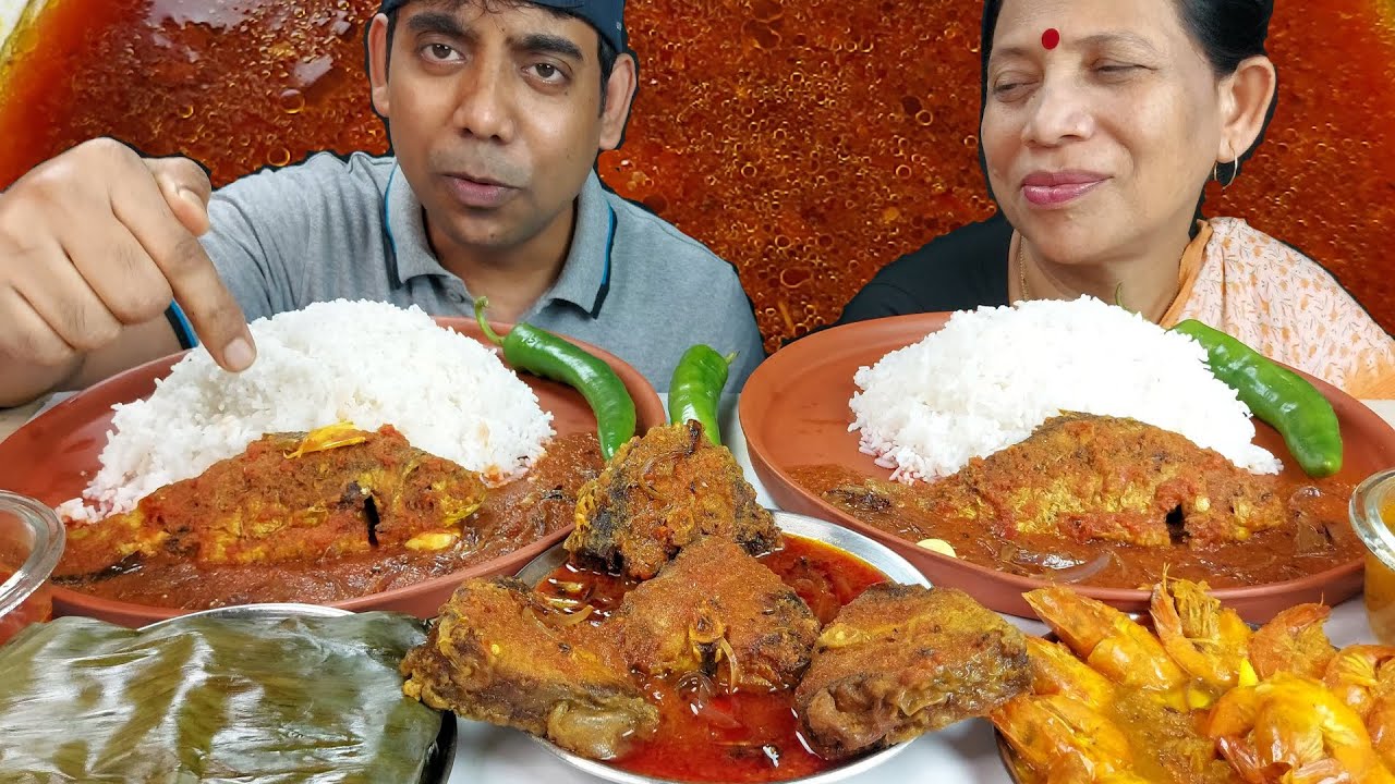 Eating Shrimp and Fish with Rice Mukbang