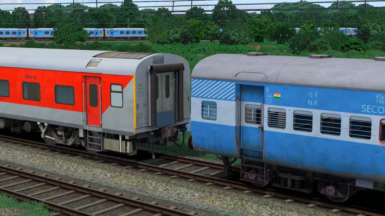 Wap-4 Coupling Icf Blue Sl Coaches To LHB Red 3Ac Coaches train videos indian railways crossing 