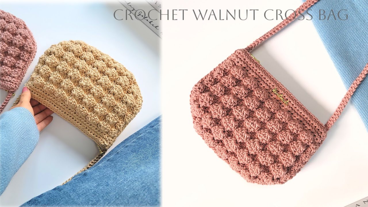 초보자도 가뿐하게 한볼 완성 / 지퍼달기 제일 쉬웠어요😘 / 호두 크로스백 / crochet walnut cross bag
