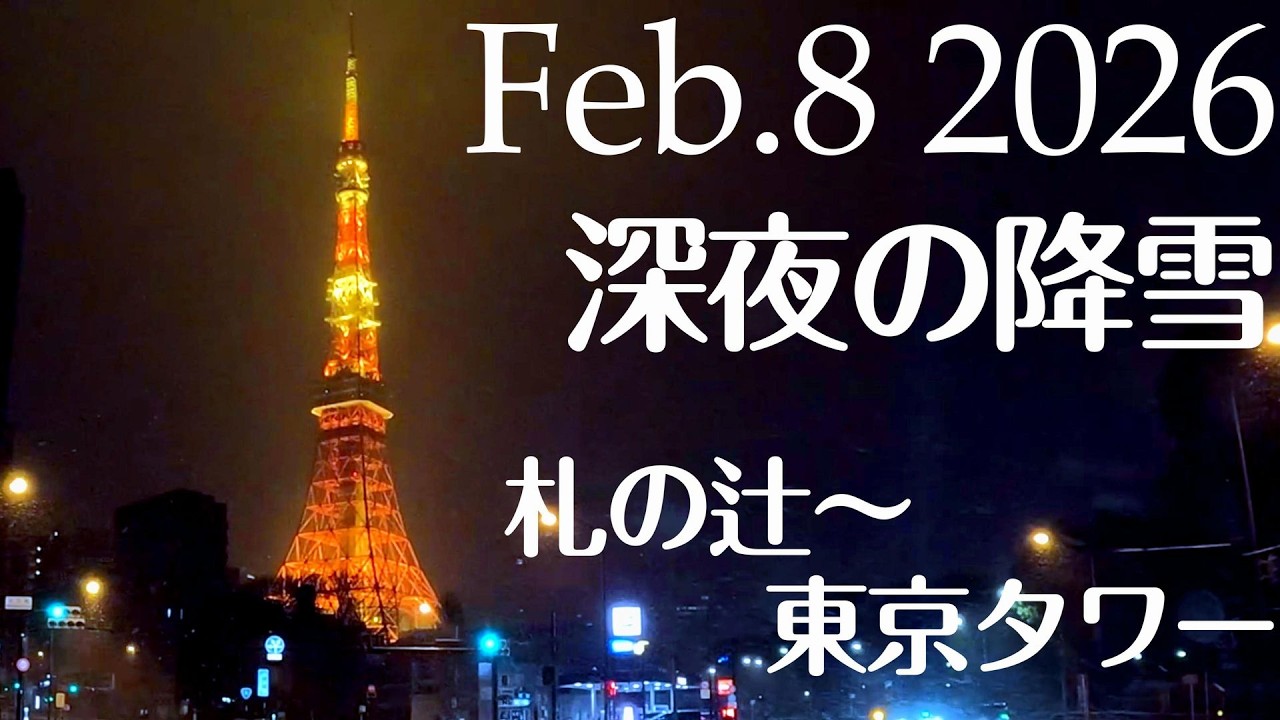 【Rita】深夜の降雪 札の辻－東京タワー Feb.8 2026【雪催い】